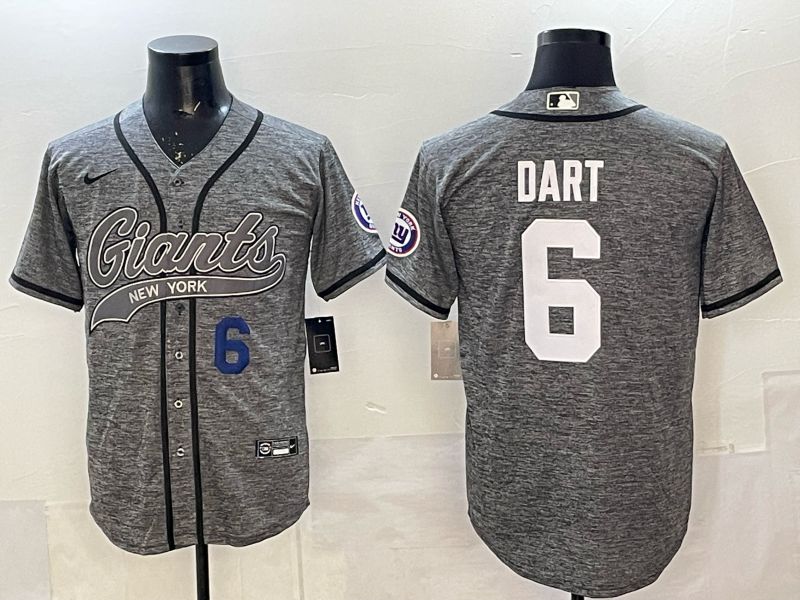 Men 2025 New York Giants #6 Dart Grey Joint Name Nike Limited NFL Jersey 02